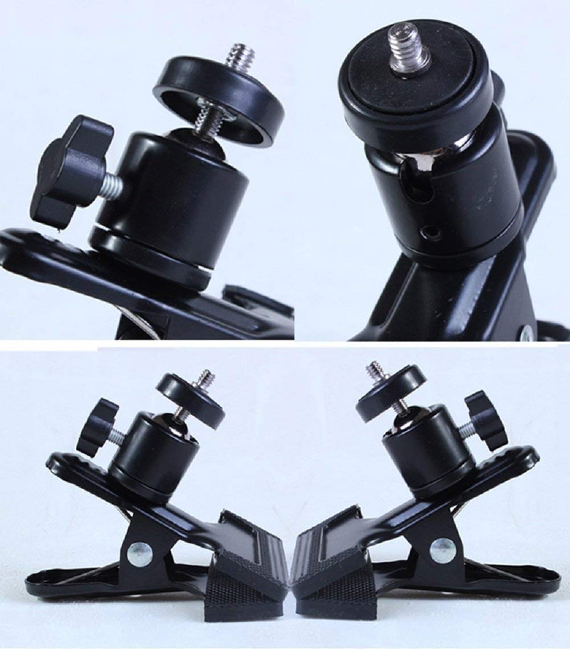 SLOW DOLPHIN Tripod Clip Clamp Mount Flash Reflector Holder for Studio Backdrop Camera with 360 Swivel Tripod Mini Ball Head Standard 1/4" Screw,SLR, Digital SLR, Video Came(2PACK) Tripod Clip Clamp 2 Pack