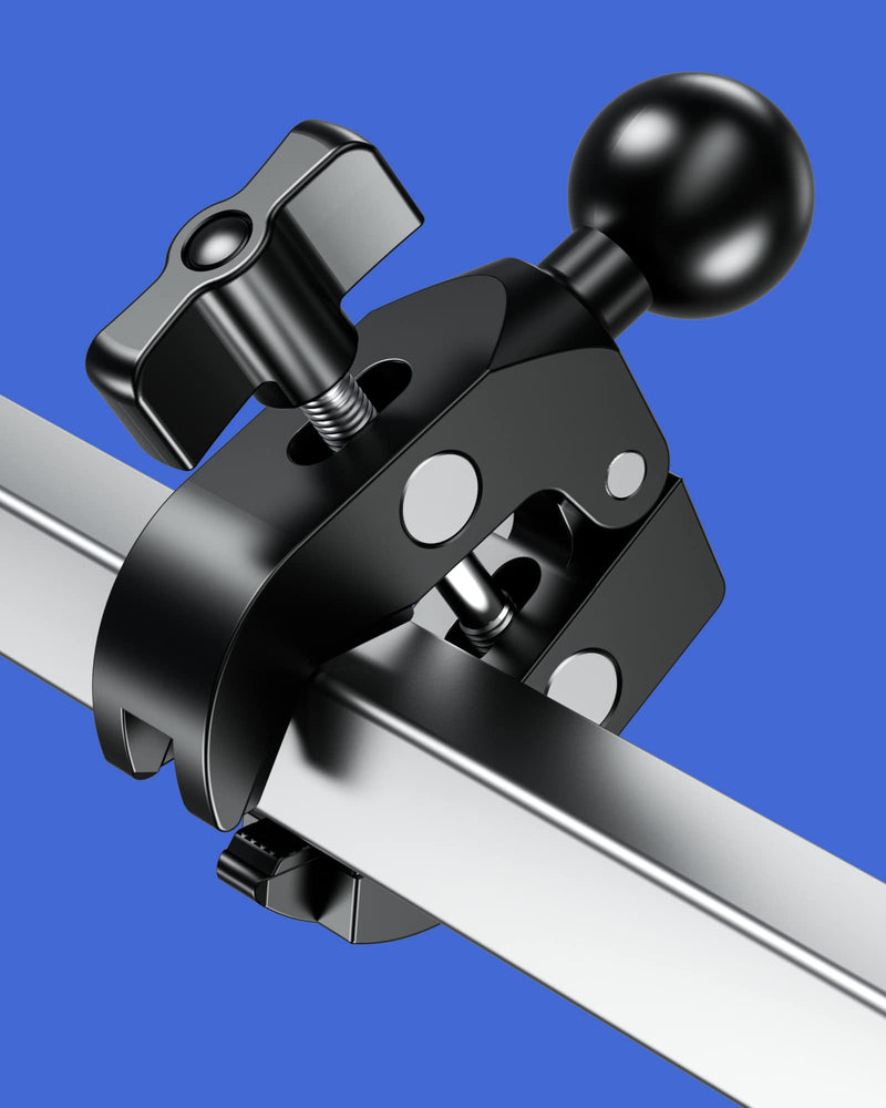 BRCOVAN Aluminum Alloy Handlebar Clamp Mount Base with 1'' TPU Ball for Rails 0.5'' to 1.75'' in Diameter, Compatible with RAM Mounts B Size Double Socket Arm & Bike Motorcycle Phone Mount Holder
