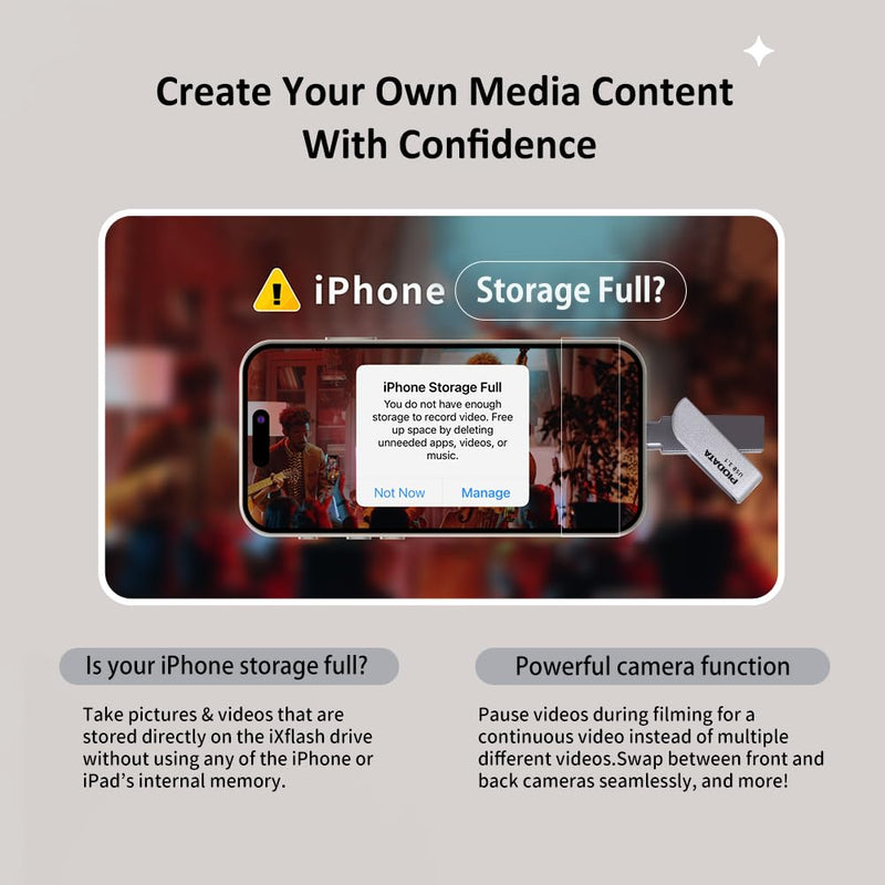 256GB Apple MFi Flash Drive for iPhone, iPad, Mac – USB-A & C Photo Stick, External Hard Drive Backup 256 GB Space Gray