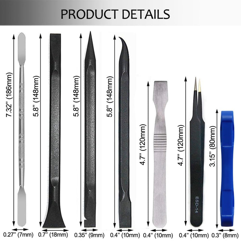 Ewparts Spudger Tool Kit Pry Tools for Electronics Components Repair with Metal Spudger Plastic Spudger Tweezers Opening Tool for Laptop,Mobile,iPhone,PSP,Tablet,MacBook,ipad Repair Pry Tool Kit