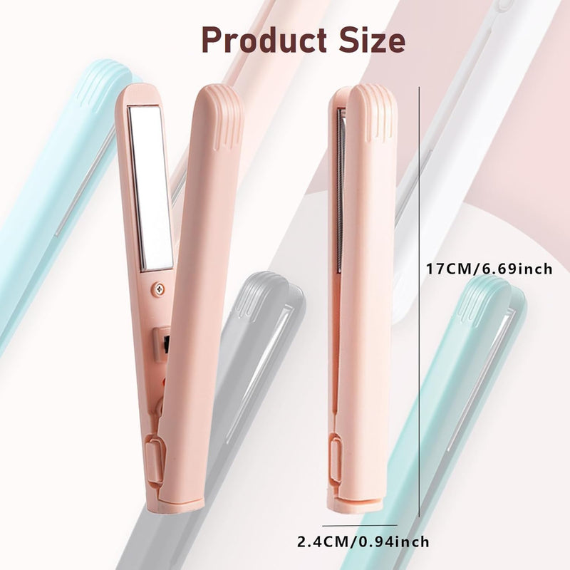 2026 New Mini Dual Purpose Curling Iron, 2 in 1 Mini Curling Wand and Flat Iron, 10s Fast Heating Hair Curler for Short Hair, Portable Curling Tongs Travel Size (Green) Green