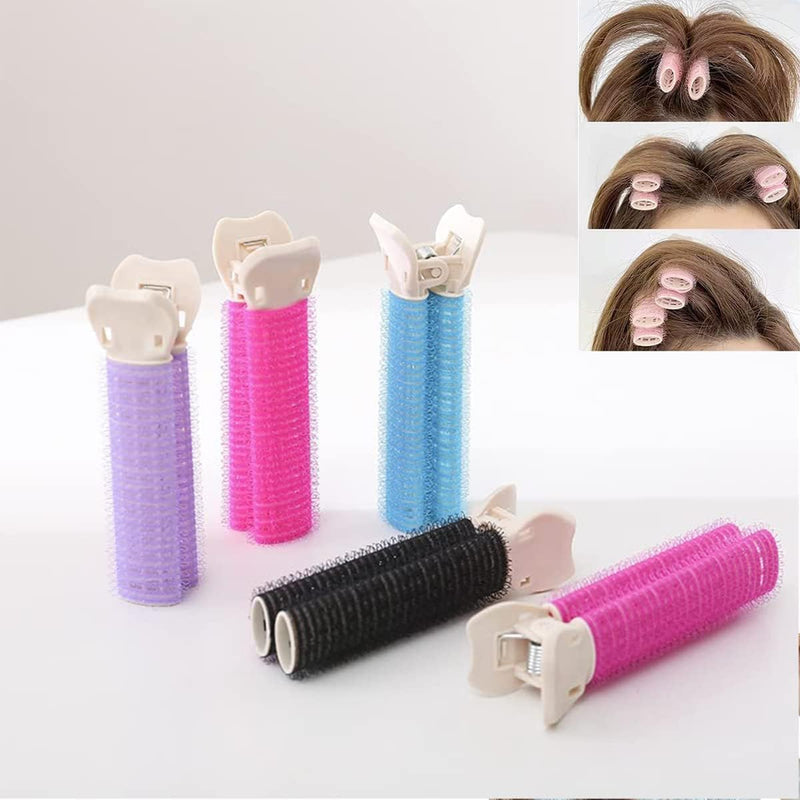  [AUSTRALIA] - 4Pcs Pink Portable Hair Volume Clip, Hair Rollers with Clip, Bangs Curler DIY, Volumizing Hair Root Clips, Styling Accessories, Self Grip Root Tools