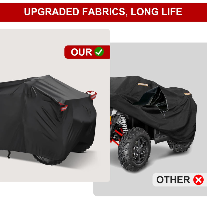 ATV Cover Waterproof Outdoor - Windproof ATV Covers Heavy Duty 4 Wheeler Cover Ripstop UV Protects Four Wheeler from Sun Rain Snow, Quad Cover for Polaris Yamaha Suzuki Honda XL Black XL-82.7''L x 47.2''W x 45.2''H