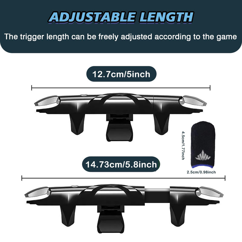 PUBG Trigger 4 Finger Mobile Gaming Controller with 20 Finger Sleeves & Storage Case PUBG Mobile Controller Aim & Fire Shooter Buttons for iPhone & Android PUBG Accessories for COD Mobile (1 Pack G5+20Pcs Finger sleeve+Storage bag)