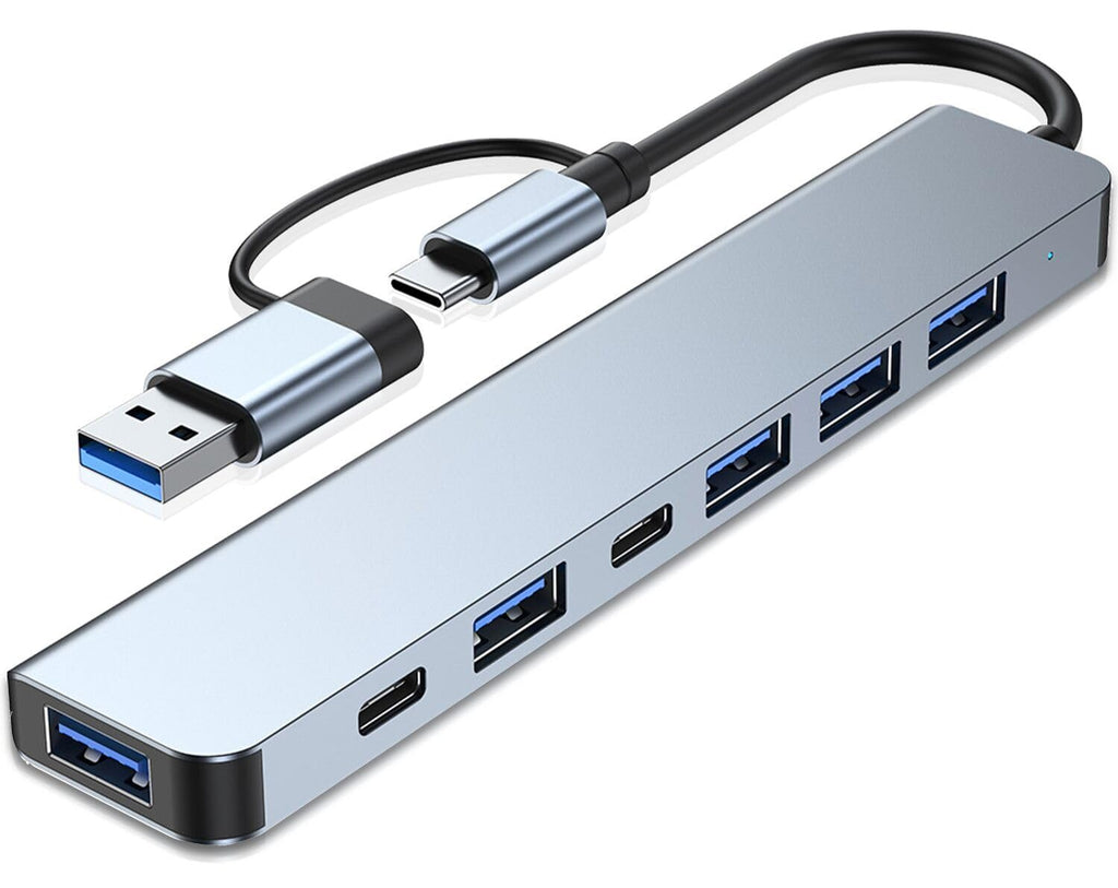 Aluminum 7 in 1 USB C Hub with USB 3.0, USB 2.0 Ports for MacBook Pro Air and More Devices Expand USB & Type C Ports