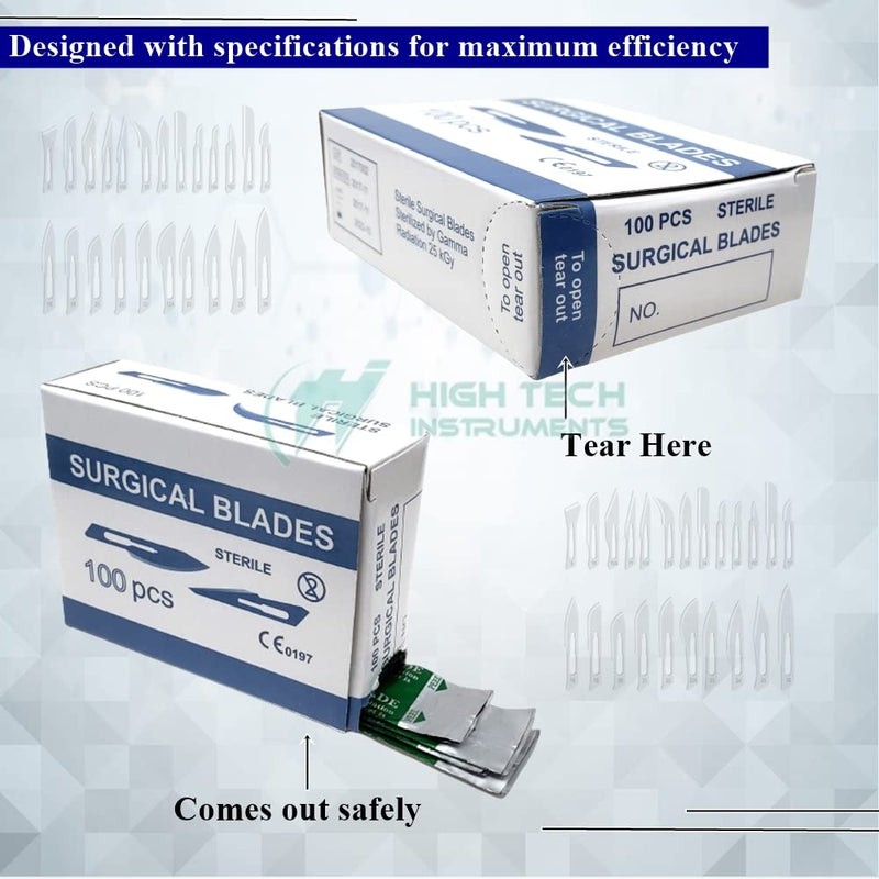 Box of 100 Scalpel Sterile Blades Carbon Steel Individually Foil Wrapped (Blade #11) Blade #11