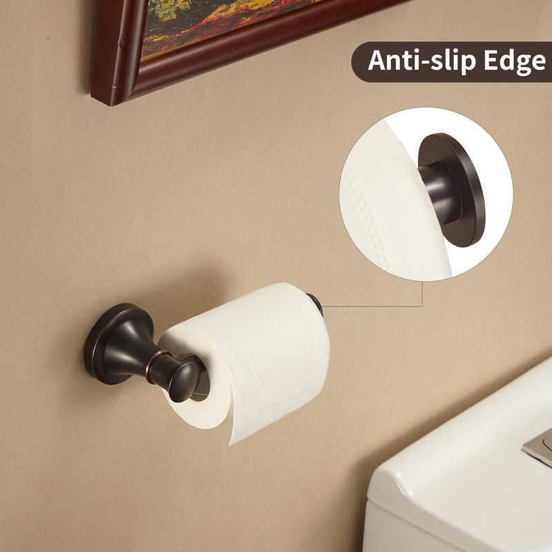 WOLIBEER Bronze Toilet Paper Holder,Bathroom Hand Towel Holder,Oil Rubbed Towel Ring Wall Mount Tissue Roll Paper Hanger ORB Bath Accessories Farmhouse Towel Rack Half Round