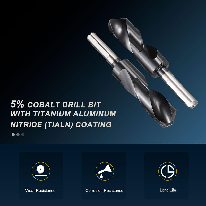 PATIKIL 1" Drill Bit, 1/2" Reduced Shank M35 Cobalt 5% HSS with Titanium Aluminum Nitride Coating 135° Split Point for Hard Metal Stainless Steel High-Speed Cutting 1" (25.4mm)