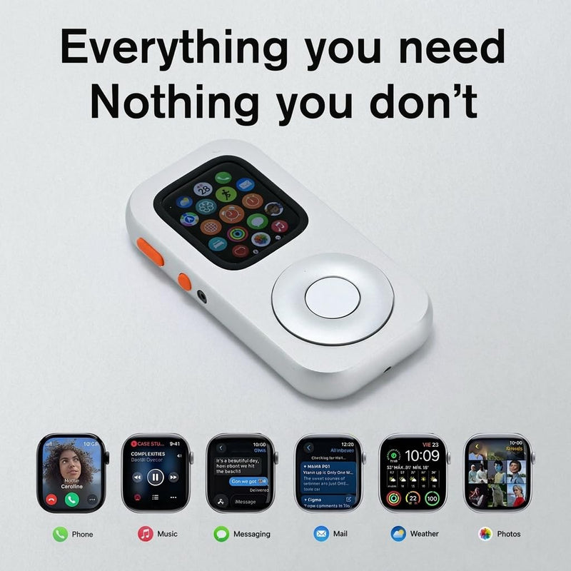 RePod Aluminum Case for Apple Watch S7/8/9 41mm Protective Cover | Retro Music Player Design; Functional Mechanical Scroll Wheel; Premium CNC Metal Handheld Guard; Silver Watch Accessory