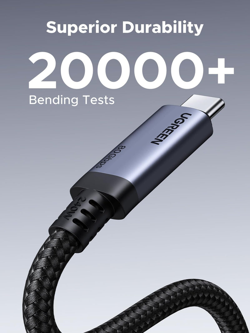 UGREEN 240W USB C to USB C Cable USB4 Gen4 80Gbps for Thunderbolt 5/4/3, Premium 18K Dual 8K Triple 4K Display PD3.1 Charging Compatible with USB C Monitors, MacBook, iPad, iPhone 17/16/15, 3.3FT