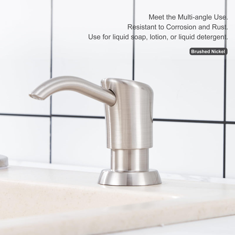 GAGALIFE Built in Sink Soap Dispenser or Lotion Dispenser for Kitchen Sink, Brushed Nickel ABS Pump Head, with 17 Ounce Large PET Soap Bottle