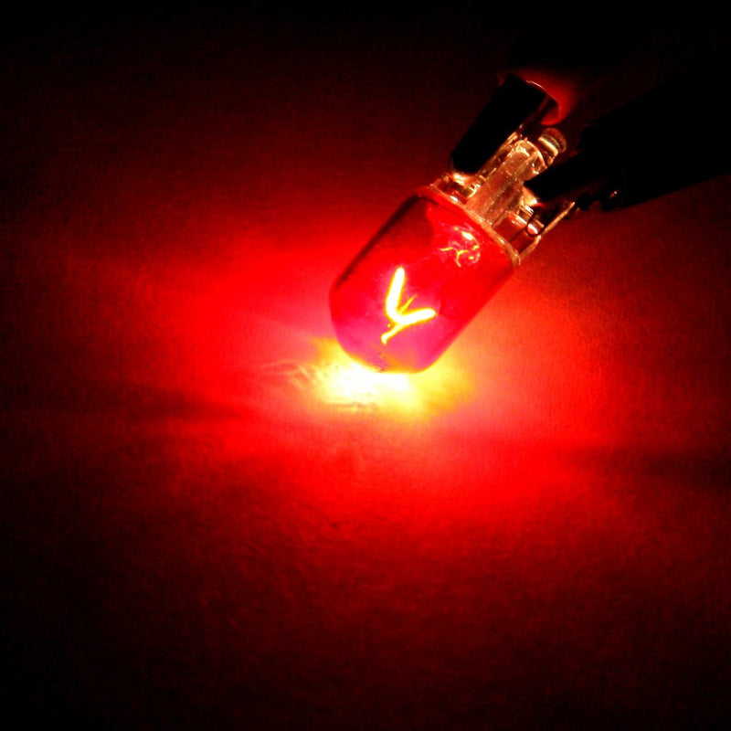 cciyu 10 pcs T10 W5W Red Halogen Light Bulb 168 194 Instrument Cluster Gauge Dash Lamp 12V
