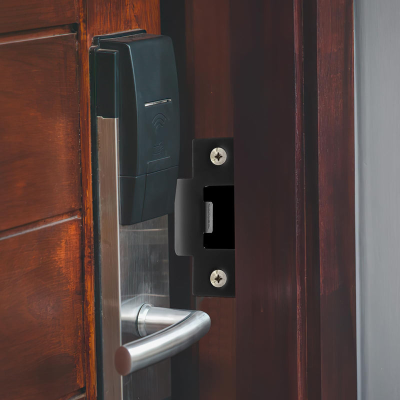 Homoyoyo 4pcs Cam Block Door Locks, Stainless Steel Guide Piece Black Door Lock Door Strike Plate Door Strike Plate Reinforce Security on Your Doors (Pack of 2) 7x7cm (Pack of 2)