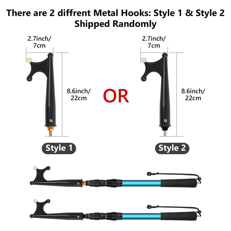 SANLIKE Telescopic Boat Hook for Docking, Extendable Marine Docking Pole with Luminous Design, Rust-Resistant Aluminum, Non-Slip Handle, Lightweight Boat Accessories for Kayak Fishing Pontoon blue