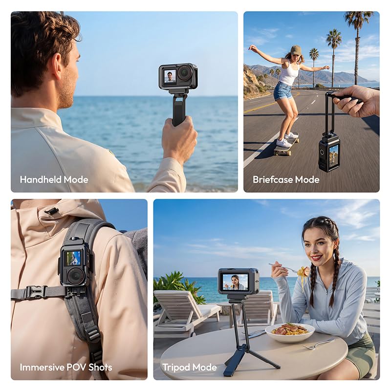 ULANZI MA70 Camera Tripod Compatible with DJI Osmo Action 5 Action4 Action3 | Foldable Selfie Stick & Tabletop Tripod, Native Magnetic Mount Needs No Adapter, Aircraft-Grade Aluminum, Anti-Loss Lanyard