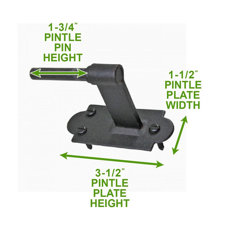 Renovators Supply Manufacturing Pack of 2 Black Cast Iron Pintle Strap Hinges 11-3/4 Inch Offset Lift Off Shutter Gate Door Hardware RSF Rustic Colonial Reversible Hinges with Screws