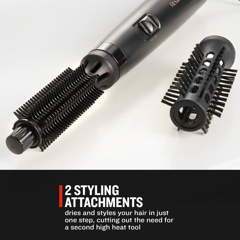 Remington Blow Dry & Style Air Styler, For Shorter Hair, 400W | Includes 2 attachments: 19mm Brush, 25mm Soft Bristle Brush, 2 Heat Settings, 2 Speed Settings, Swivel Cord, 400W Power