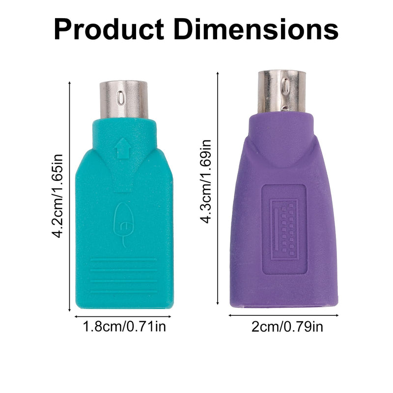 4pcs PS/2 to USB A Adapters, PS/2 to USB A Converter (2 Colors) | Durable PS/2 to USB A Adapters Premium Male to Female Converters for Connect Computer Mouse or Keyboard