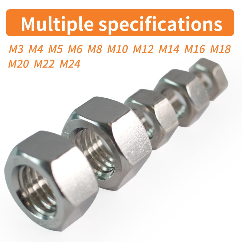 M20-2.5 Hex-Nuts (18pcs), 304 Stainless Steel (18-8), Hardware, Metric, Coarse Thread, DIN 934 M20