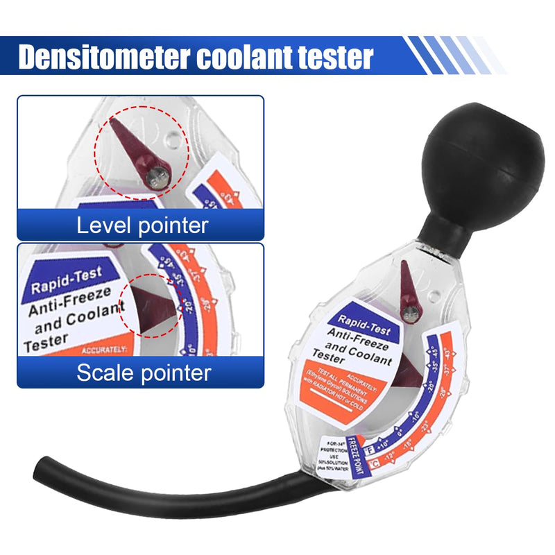 Antifreeze Coolant Tester, High Accuracy Dial Type Coolant Hydrometer Testers, Universal Car Battery Liquid Densitometer Automotive Antifreeze Tester 6/12/24V for Ethylene Glycol Coolant