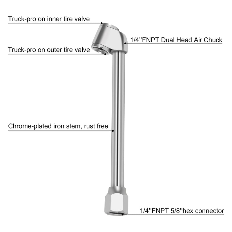 SAFELIFE Air Chuck, 1/4" FNPT Dual Head Air Chuck, RV Truck Heavy Duty Tire Chuck for Inflator Gauge Compressor Accessories