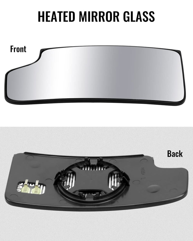 Driver Side Heated Towing Mirror Glass Fit for Chevy Silverado GMC Sierra 1500 2014-2017 & 2500 3500 2015-2017, Left Lower Convex Tow Mirror Glass with Rear Holder, Replace 23444114 TR00560