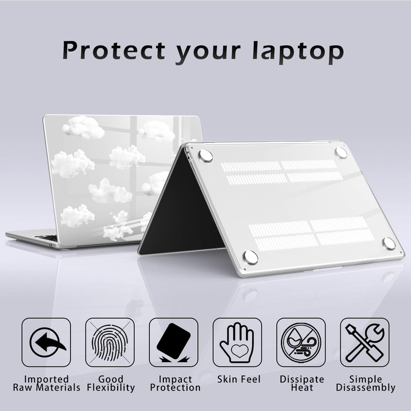 Compatible with MacBook Neo 13 inch Case 2026 Cute Cloud | Release Model A3404 with A18 Pro Chip | Protective Hard Shell Clear Cover for MacBook Neo 13''