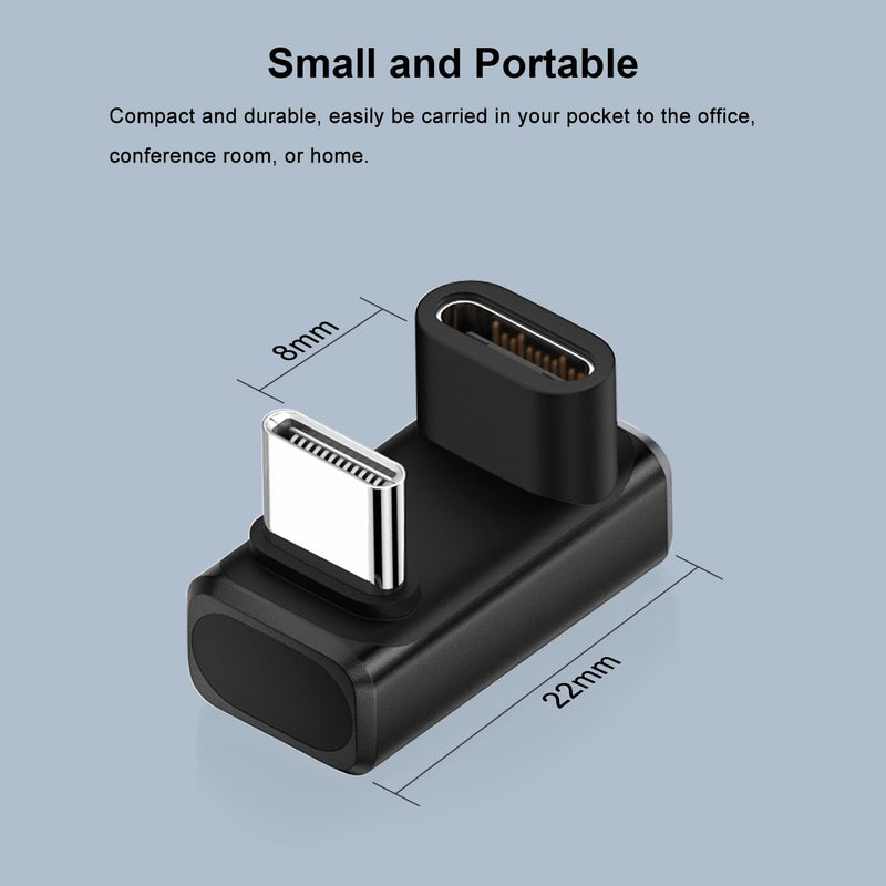 AreMe 80Gbps USB-C 180 Degree U Shape Adapter 2 Pack, Black | 240W, 16K/Dual 8K, Male to Female Extender, for Thunderbolt 5/4/3, Switch2, MacBook, iPad Pro/Air/Mini, iPhone 17/16/15