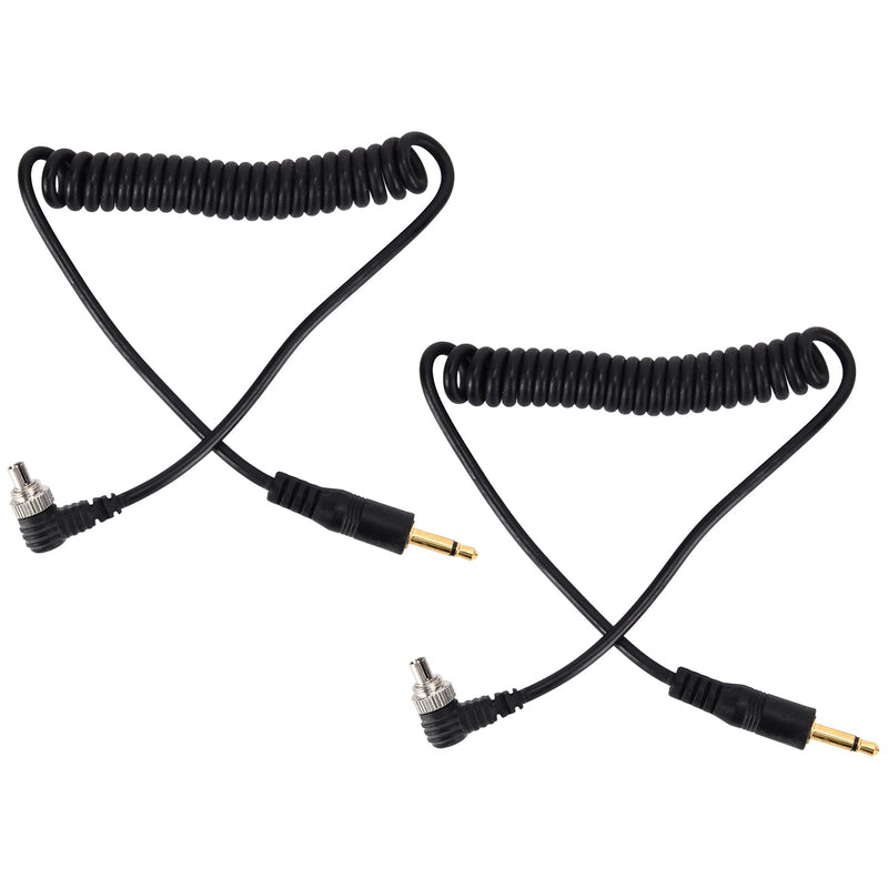 Acouto Camera Flash Cable 2pcs Universal 3.5mm to Male Flash PC Sync Cable Coiled Cord with Screw Lock Male Flash PC Sync Cable for Digital Cameras Approx. 30-80cm / 11.8-31.5in