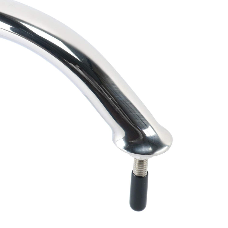 Amarine Made 2-Pack 12", 16", 18" Polished Stainless Heavy Duty Oval Boat Marine Grab Handle Hand Rail with Flange & Stud (12 ")