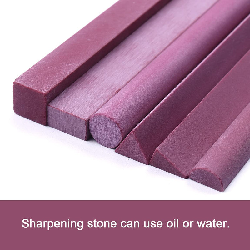 ATOPLEE Polishing Stone, 6pcs Grit 3000# Ruby Whetstone Polishing Stone Oilstone Graver Sharpening Tool 6 Shapes,Square/Triangle/Semicircle/Cylindrical/Edge/Rectangle
