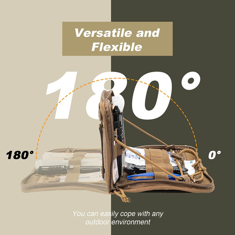 TSPRO Ultra Tactical Molle Admin Pouch Utility EDC Pouch Tool Organizer Clam-Shell Molle Pouches for Tools and Medical Suppliers Organization Green