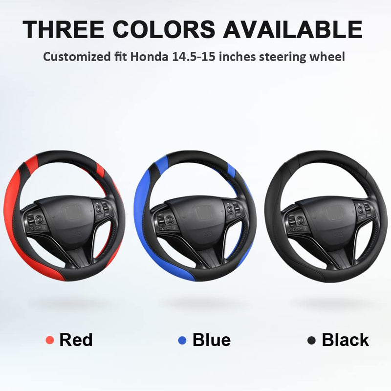 West Llama Customized Auto Car Steering Wheel Cover for Honda (Black) Standard size (14 ½''-15'') A-Black