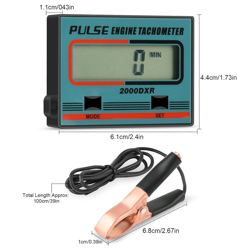 Digital Tachometer, 2 Stroke 4 Stroke Small Engine Tachometer, Chainsaw Tach Gauge Tach Meter, LCD Display Tach Gauge for Chainsaw Lawnmowers Motocross Boat Tractor B