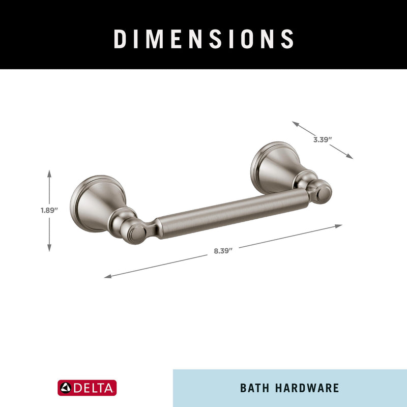 Delta Woodhurst (1-Pack) Toilet Paper Holder Brilliance Stainless Steel Tissue Roll Holder for Bathroom Organization and Storage Pivoting Toilet Tissue Holder Wall Bathroom Accessories 73250-SS (Pack of 1)