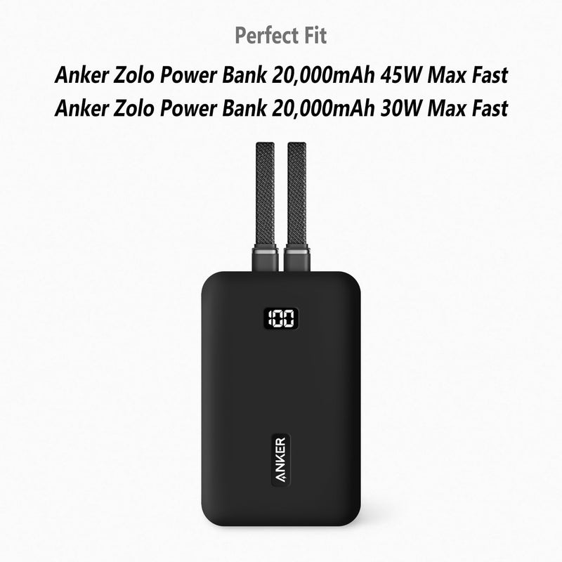 Geiomoo Silicone Case for Anker Zolo Power Bank (2025 Upgraded Version) 20000mAh 30W/45W Max, Soft Flexible Scratch Resistant Protective Cover (Black) Black