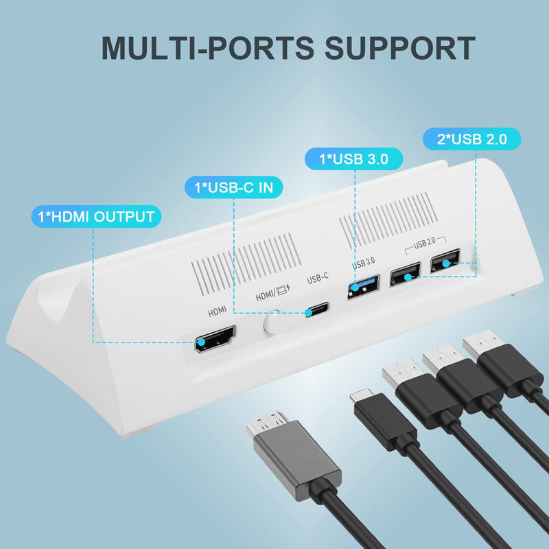 TV Docking Station for Switch and Switch OLED,Switch Docking Station with 4K 1080P HDMI Adapter and USB 3.0 Port,Replacement for Official Switch Dock(White)