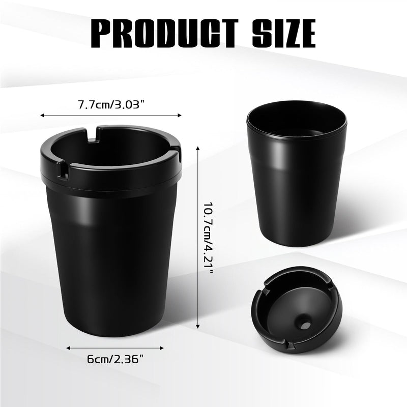 Wuyaoyao 2PCS Car Ashtray, Automotive Self-Extinguishing Ashtray with Lid Smell Proof, Smokeless Ashtrays for Car Cup Holder, Portable Vehicle Cigarette Ash Holder Trash Can for Home Office