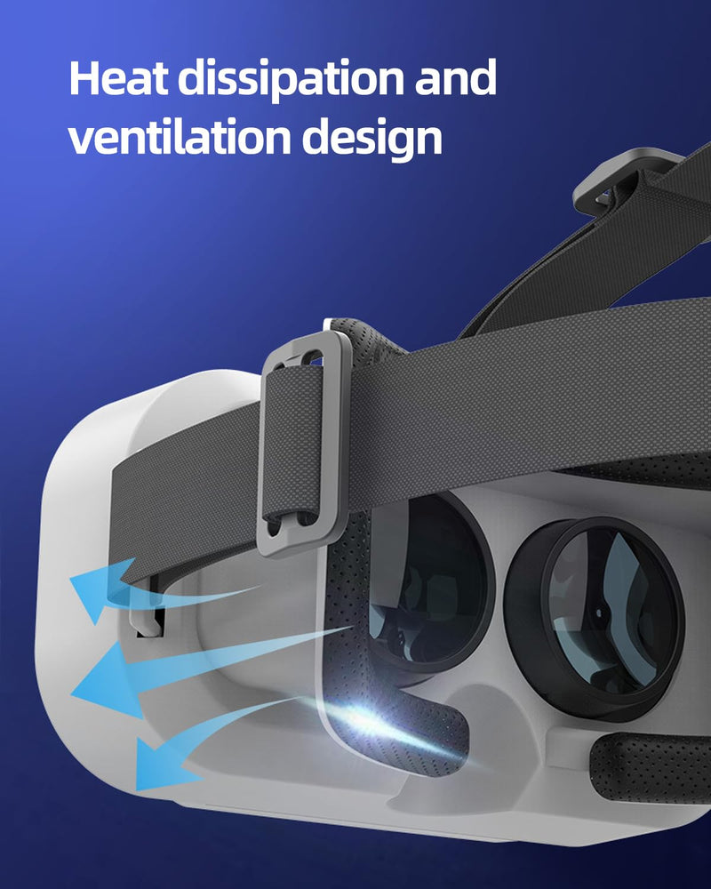 Universal VR Goggles 3D VR Headset, Virtual Reality Glasses Headset Helmets, Compatible with 5.0-7.0 inch for Mobile Games & Movies(White)