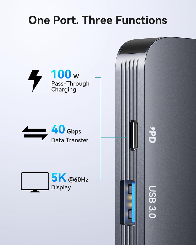 Vilcome USB C Adapter for MacBook Pro/Air M1 M2 M3 2023 2022 2021 2020 2019, 7-in-2 USB-C Hub MacBook Pro Accessories with Thunderbolt 3 PD Port, 4K@60Hz HDMI, 3 USB 3.0 Ports, TF/SD Card Reader Grey
