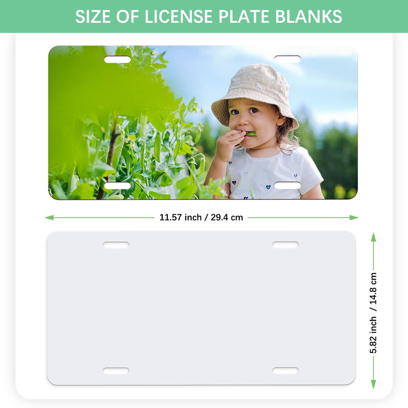 4PCS Blank Metal Automotive License Plate Plates Tag for Custom Design Work (White) White-4pcs