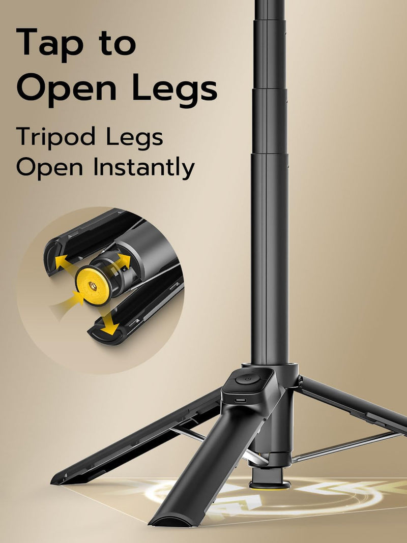69" Magnetic Tripod for iPhone with Magnetic Light (MPT-04) | Selfie Stick with Magnetic Selfie Light & Remote, Extendable Tripod, Vlogging Kit for Magsafe iPhone/Android Video Recording
