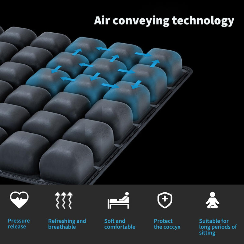 Travel Cushion, 3D Inflatable Airplane Seat Cushion, Car Portable Breathable Comfort Cushion,Office Wheelchair Pad, Camping Seat Mat (Black-36) Black-36
