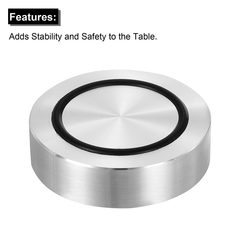 uxcell M8 Thread 55mm / 2.2" Dia 15mm Thick Aluminum Circle Disc Glass Top Adapter 4pcs Round Solid Table Feet Pad Plate Hardware with Anti-Slip Rubber Ring M8 x 55mm x 15mm