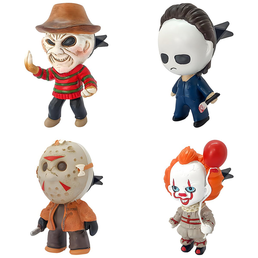 3D 4pcs Resin Movie Character Car Air Freshener Vent Clips, Spooky Car Fresheners, Gothic Air Freshener Car, Christmas Horror Gifts for Women and Men, Scary Car Decorations 01. Horror Movie Character (4pcs)