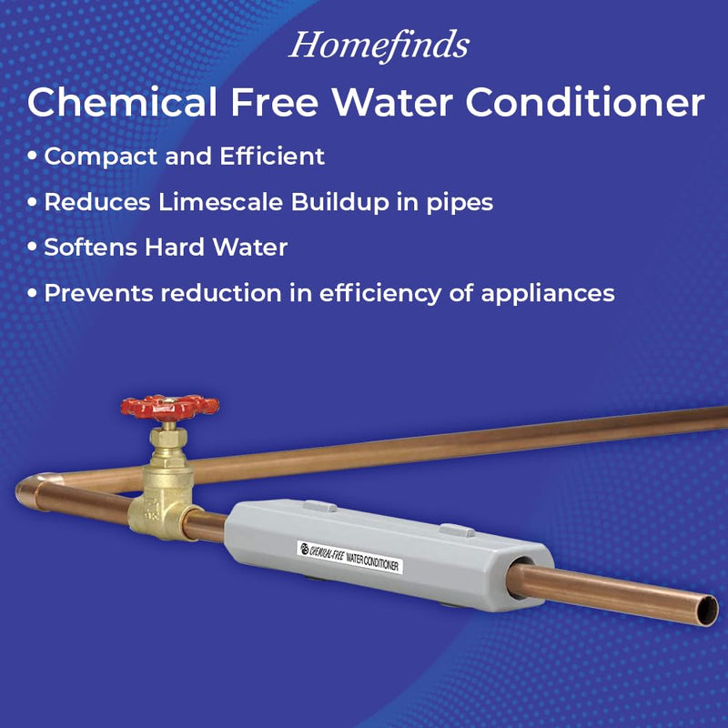 SAGEFINDS Chemical Free Water Conditioner for 3/4-Inch Pipes | Reduces Limescale Buildup, Softens Hard Water, Easy Install