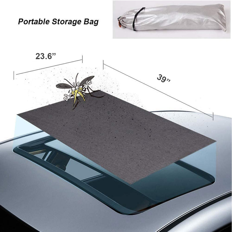 Magnetic Car Sunroof Sun Shade Breathable Mesh, Car roof Cover for Overnight Camping, Quick Install, UV Sun Protection for Moonroof and Side Window 39"x25" Sunroof Cover