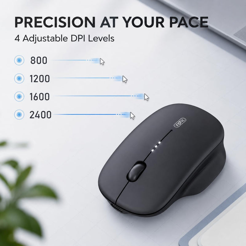 INPHIC Wireless Mouse for Laptop, 2.4G Rechargeable Computer Mouse 2400DPI | Quiet Office Cordless USB Mice with Nano Receiver Lightweight Adjustable DPI, Portable Travel Slim Mouse for PC, Mac, Tablet