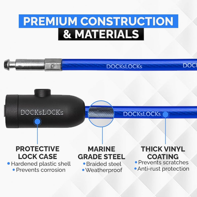 Coiled Security Cable Lock (5' to 25’ Lengths) with Keys, 10ft | Weatherproof, Multi-Purpose, Anti-Theft Protection, 10mm Diameter, For Kayaks, Bikes, Paddleboards, Scooters, Equipment