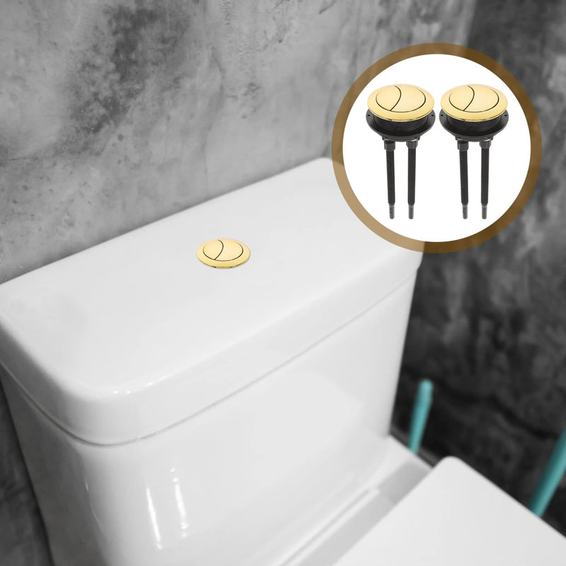 Angoily Toilet Push Button Replacement 2 Pcs Dual Flush Toilet Button for Bathroom Cistern 48Mm Tank Buttons Brushed Gold Water Tank Accessory Easy Install